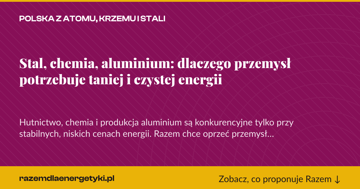 Karta social do udostępnienia: Stal, chemia, aluminium: dlaczego przemysł potrzebuje taniej i czystej energii