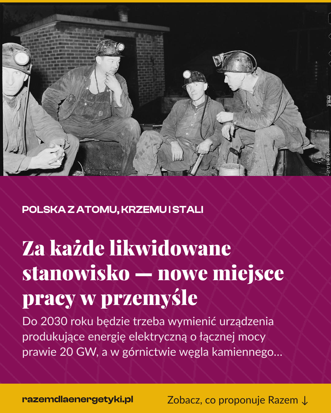 Grafika pionowa do udostępnienia: Za każde likwidowane stanowisko — nowe miejsce pracy w przemyśle
